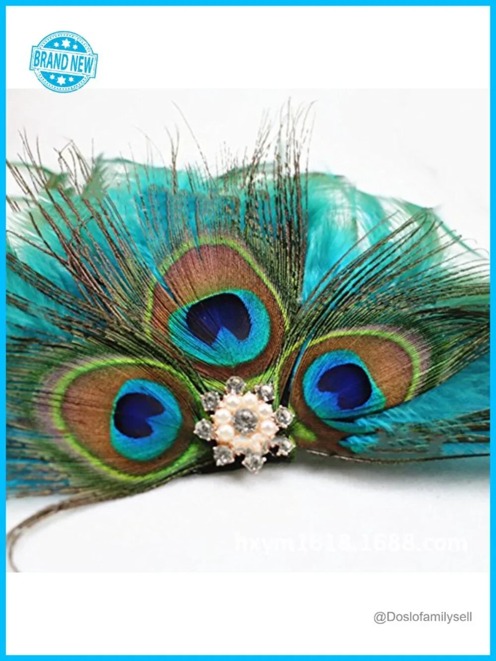 Natural Feather Fascinator Hair Clip Rhinestone Headpiece for Wedding Party